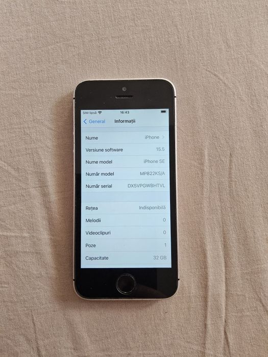 Iphone se 32gb, baterie 89%, touchid nu fuctioneaza, neverlocked