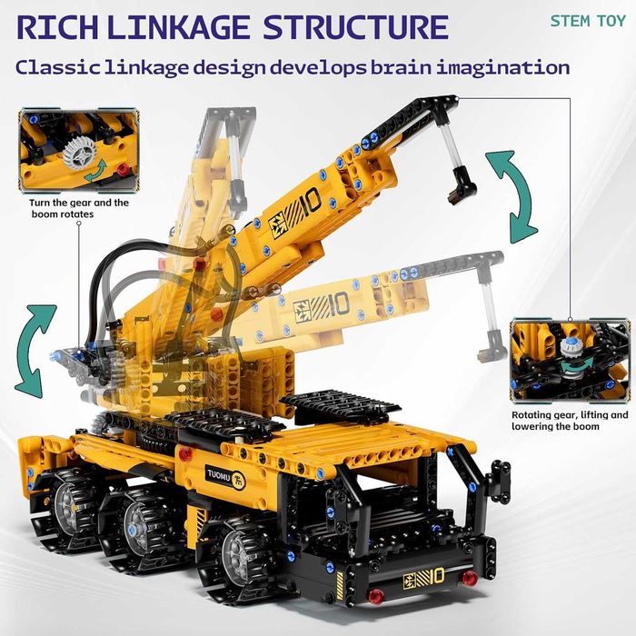 Комплект 5 в 1 STEM строителни играчки, багер, кран, камион, булдозер