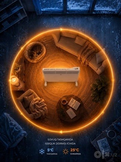 Elektr konvektor Ballu Enzo Series, g‘ildirakli maishiy isitkich.