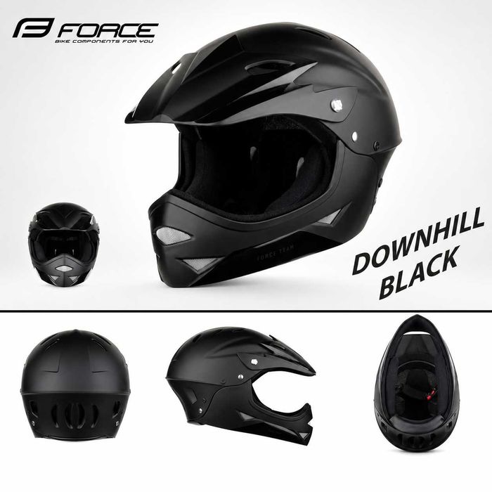 Кросова каска DOWNHILL Full Face, Матово черна, EN Сертификат, Размер S/M