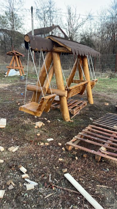 Leagan din bile de brad / balansoar lemn rotund