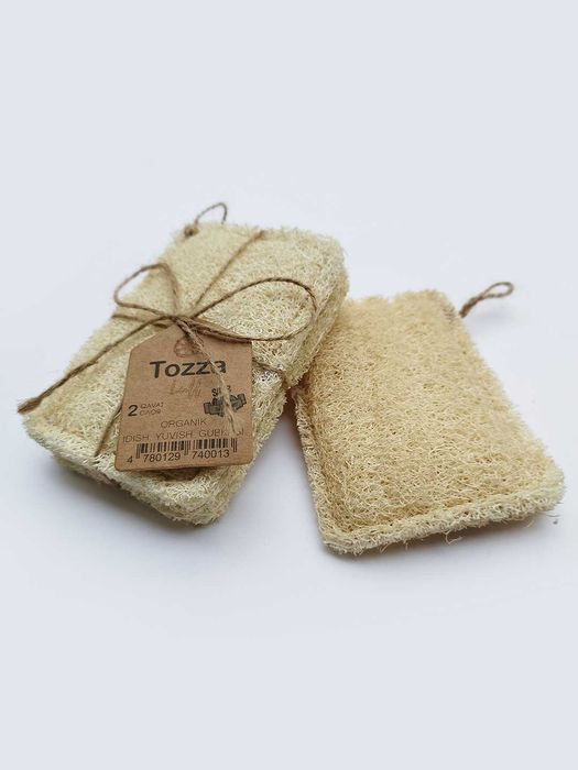 Organik o'simlik tolalaridan iborat bo'lgan idish yuvish gubkasi 2dona