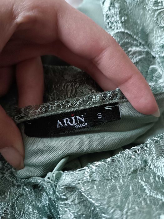 Дантелена дамска рокля, светло зелена