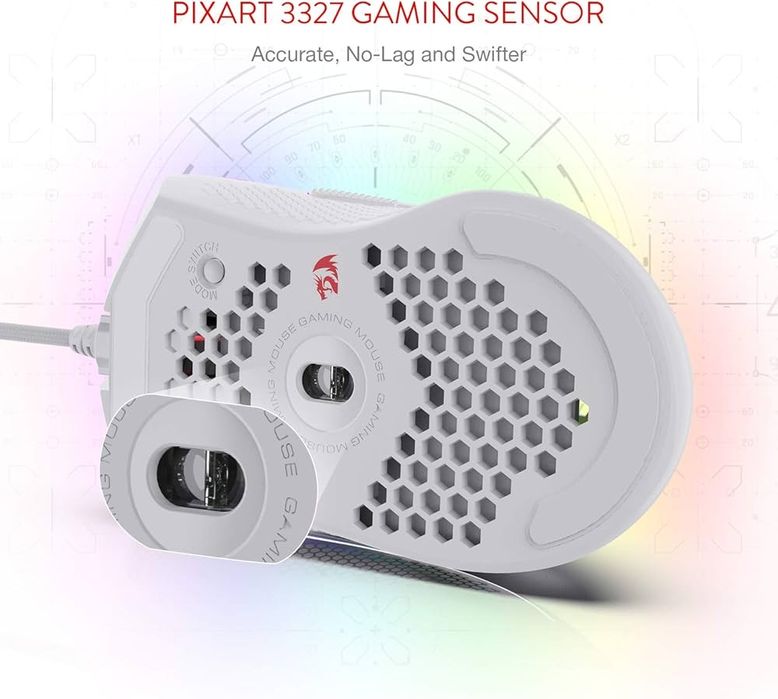 Redragon Storm White — лёгкая игровая мышь с точным сенсором