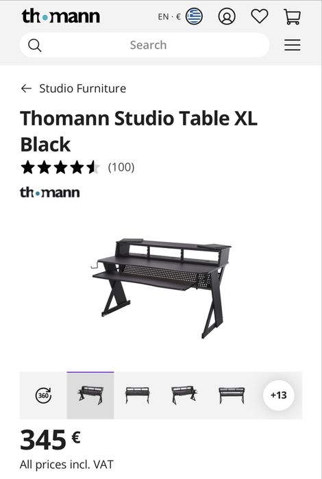 Thomann Studio Table XL Black е професионална студийна работна станция