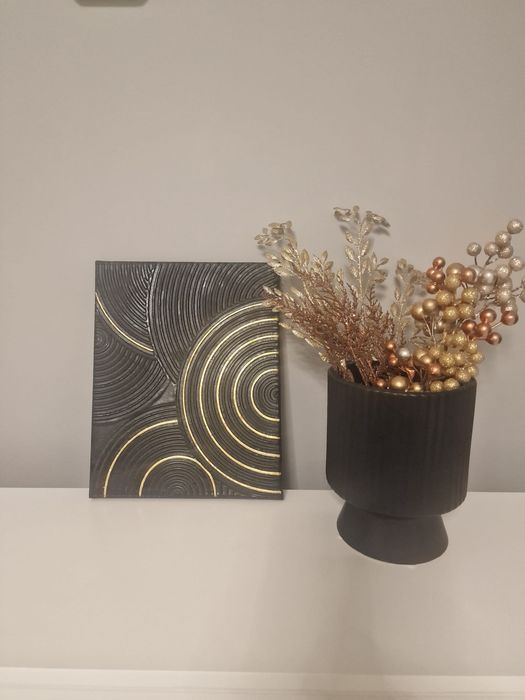 Tablou 3D realizat manual negru/auriu 24x30 cm