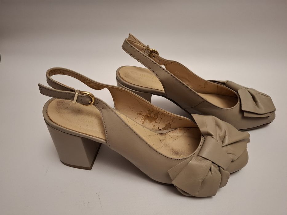Sandale bej piele naturala, Benvenuti, marime 37