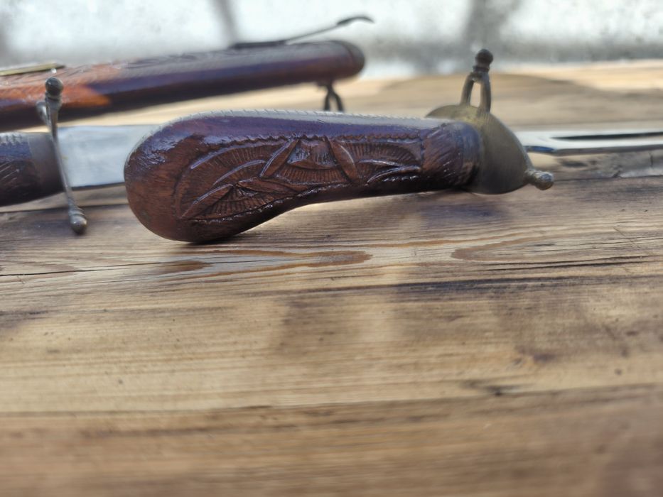 винтидж индийски комплект за рязане и сервиране на месо,