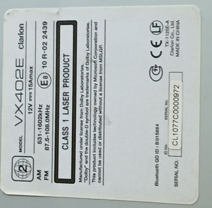 Multimedia Auto Clarion VX402E 450 Lei