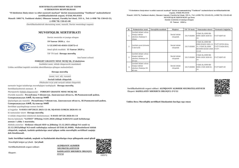 Oxaktosh / Известняк карьердан хар хил фракцияда