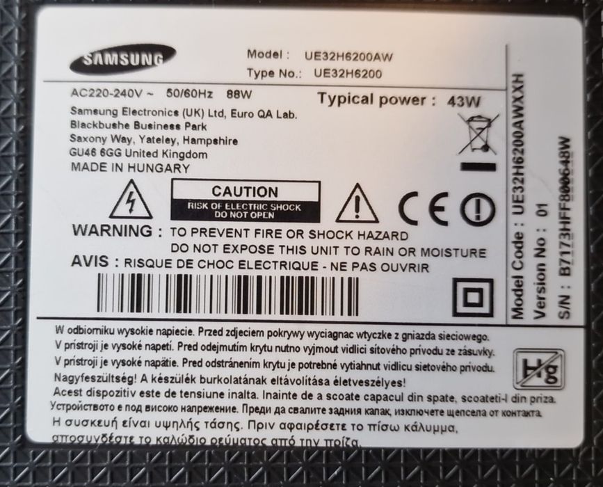 Televizor Smart  Samsung 32" pentru piese