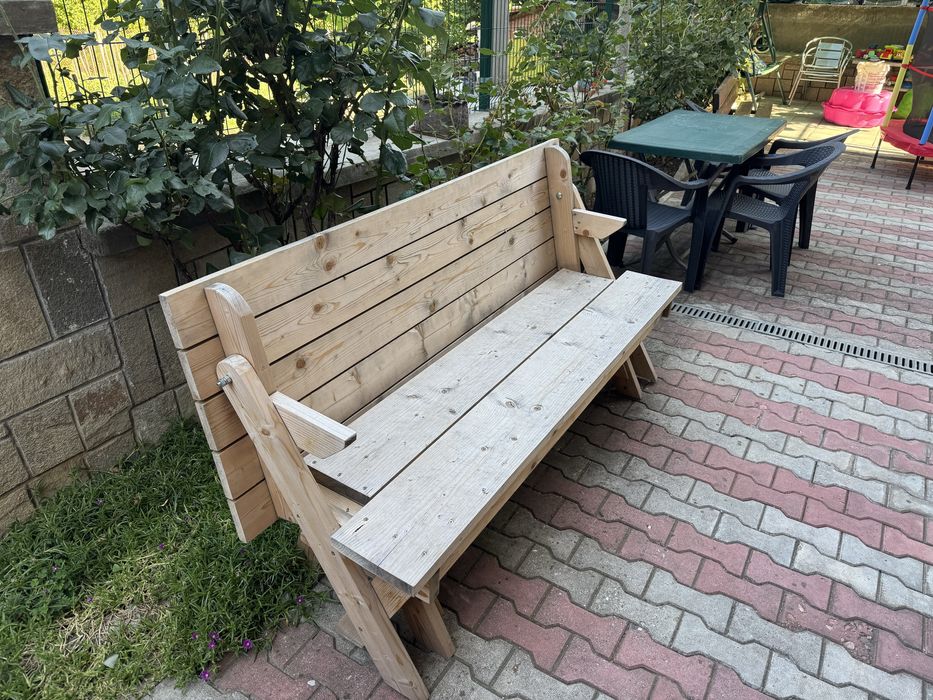 Маса за пикник със сгъваема пейка, 2 в 1