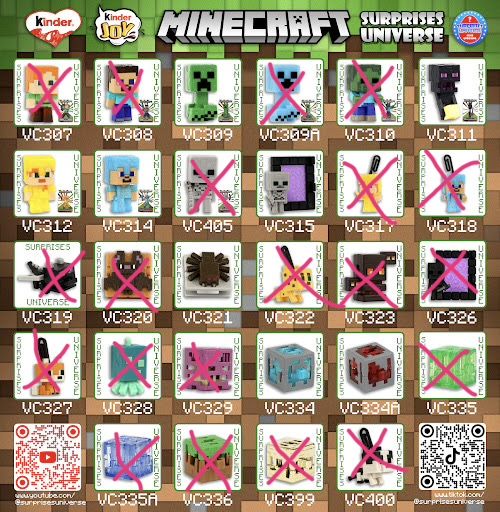 Minecraft kinder joy, майнкрафт фигурки
