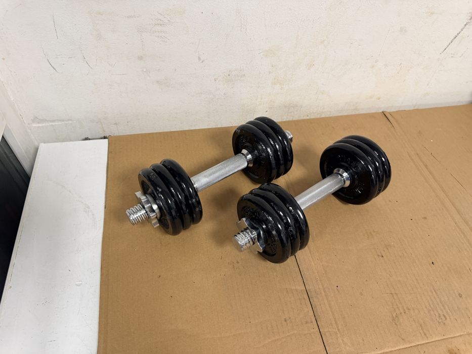 Gantere noi reglabile Otel crom profesionale 10+10 kg=20 kg 200 ron