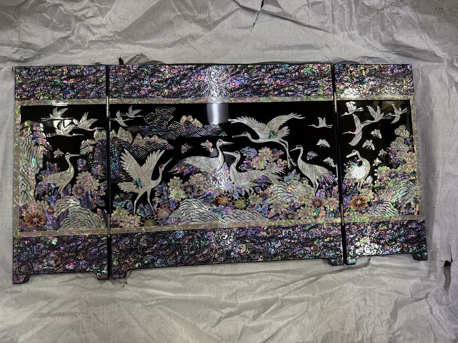 Marvarid bilan bezatilgan mini katlanadigan dekorativ paravan