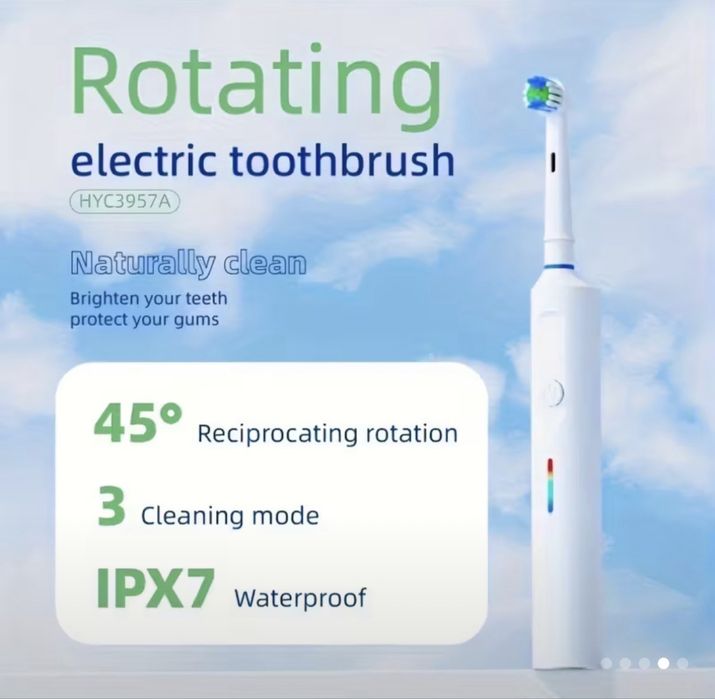 Електрическа четка за зъби с 2 глави и преносим калъф