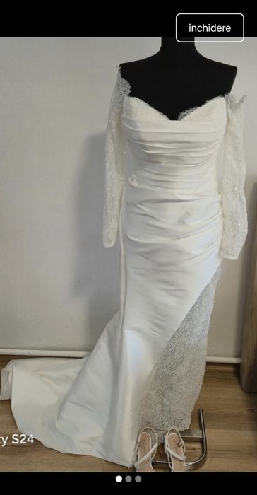 Rochie mireasă tafta si dantelă, fără defecte