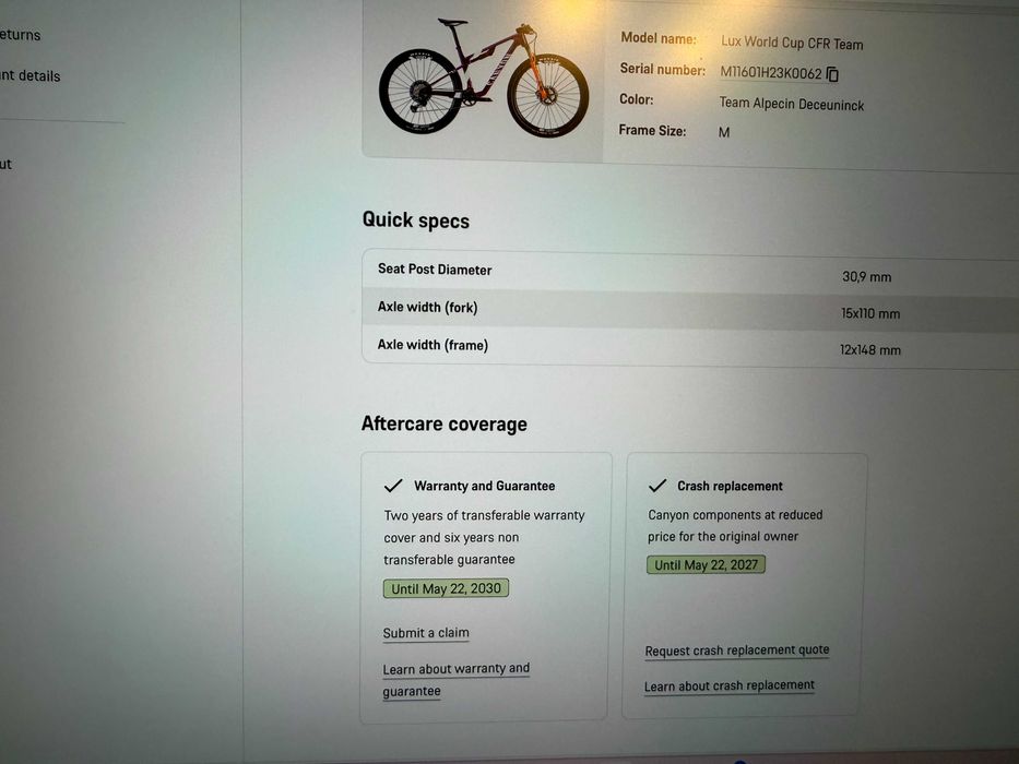 Canyon Lux World Cup CFR , 2024  MTB Full suspension
