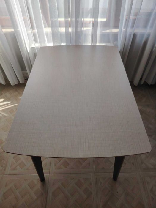 Трапезна маса за хранене 120 х 80 цвят орех/лен