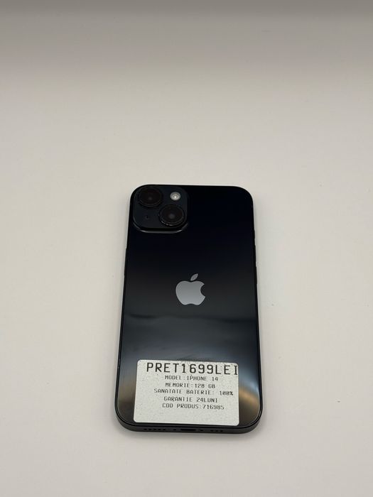 MAGAZIN VINDEM IPHONE |  iphone 14 | Black| 128 GB| GARANTIE 24 luni