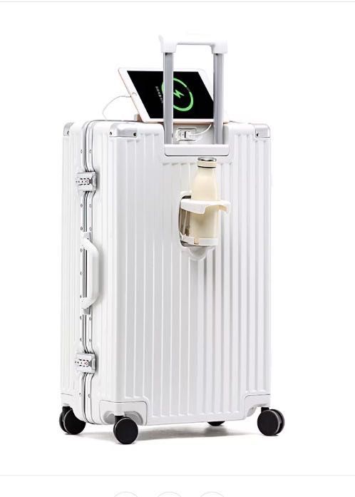 Troler de mana|cala roz & alb 54x36x24 cm, cu suport pahar si port USB