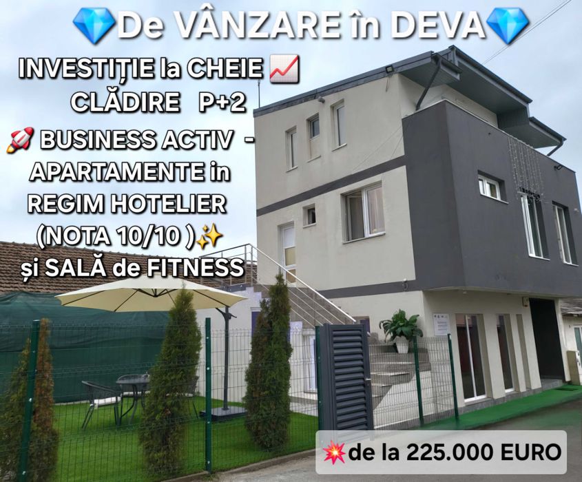 CLĂDIRE COMERCIALĂ P+2 de la 225.000 Euro- INVESTIȚIE la cheie în DEVA