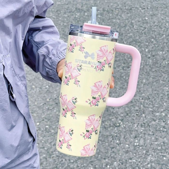 термокружка Sitarayuri с цветочки тренде 2025