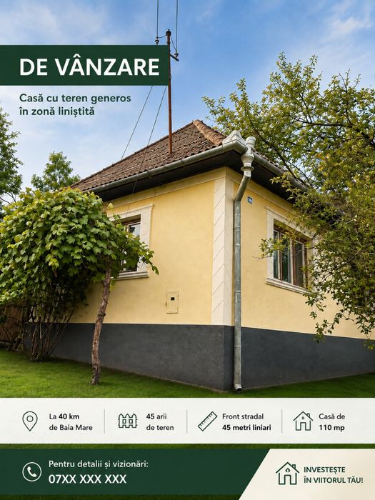 Vand casa si teren la 40 km de Baia Mare