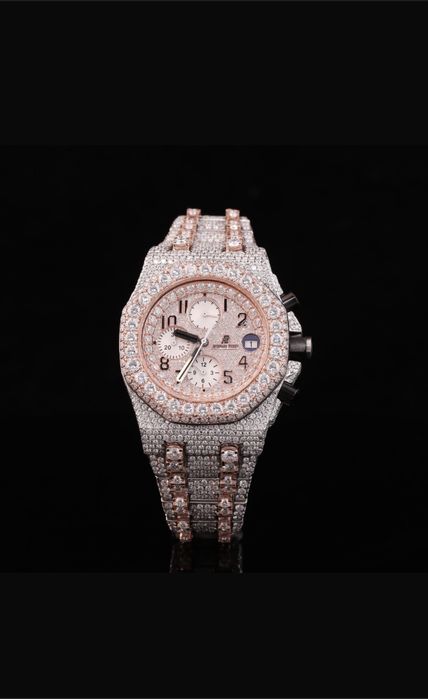 Rose Gold Iced Out Chronograph Diamond Watch | Luxury Fully Flooded Watch
