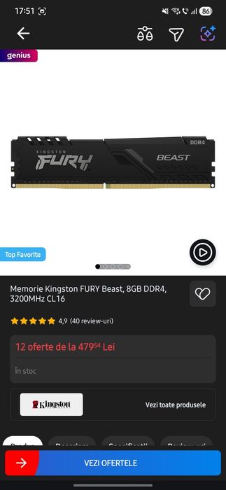 Vând placa video + memorie ram+ monitor