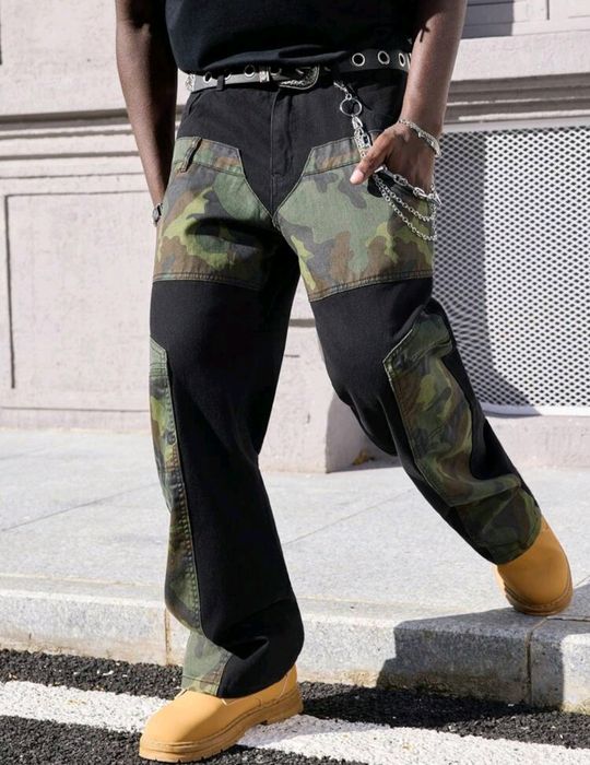 Нови военни дънки baggy панталони камуфлаж  Loose Fit Jeans карго Хл Л