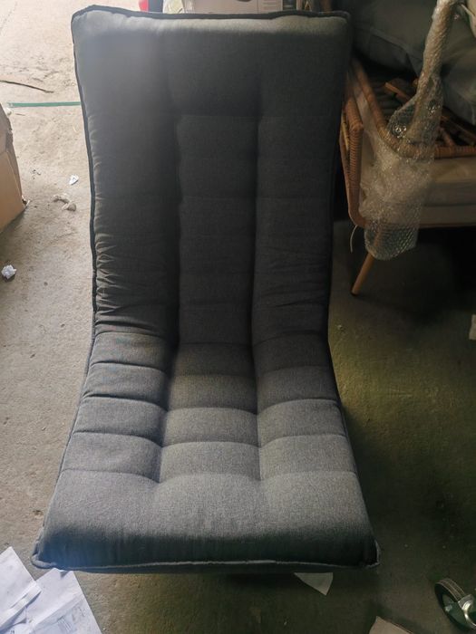 Fotoliu/Scaun relaxare cu 5 pozitii, rotire 360 grade, Casaria, sustine, tesatura gri
