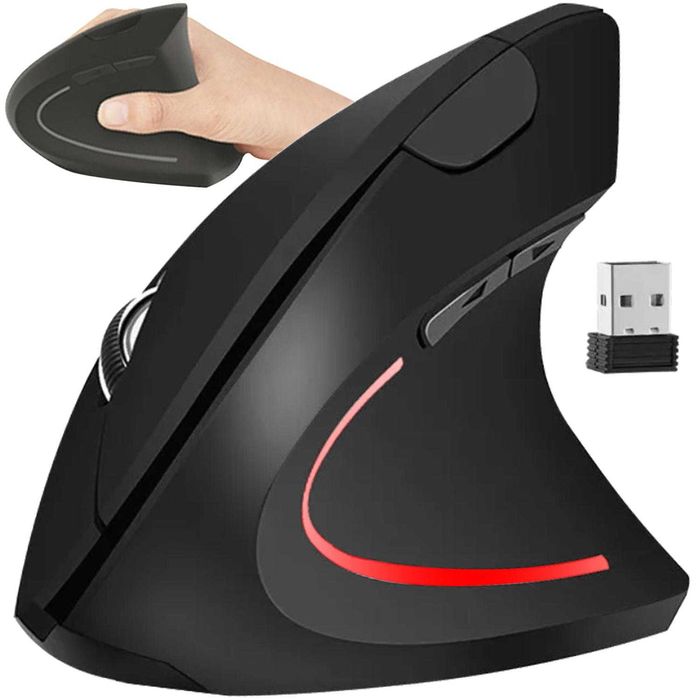 Mouse Optic Vertical Wireless Ergonomic cu LED 1200 DPI 6 Butoane USB