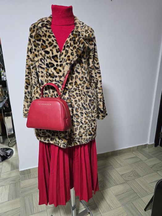 Haina animal print din blana ecologica, model superb