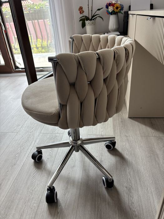 SCAUN PIVOTANT CATIFEA glamour II - bej deschis, baza cromata