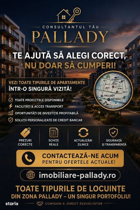 Apartament 2 camere cu TERASA Pallady,Fotovoltaice,Proiect Premium