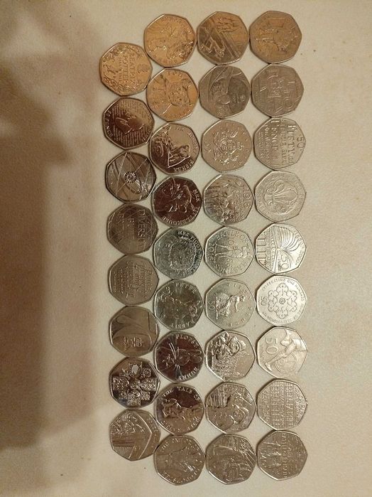 Английски Монети 50 Английски Пенса,Най-Редките, Юбилейни, Колекционерски, Скъпи Монети