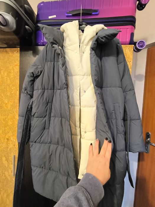 Дамско зимно ватирано яке
Двойно закопчаване, колан.