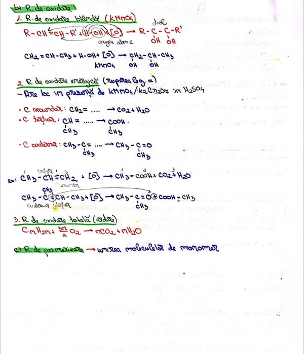 Notite carte/caiet - reactii chimie organica medicina/admitere umf bac