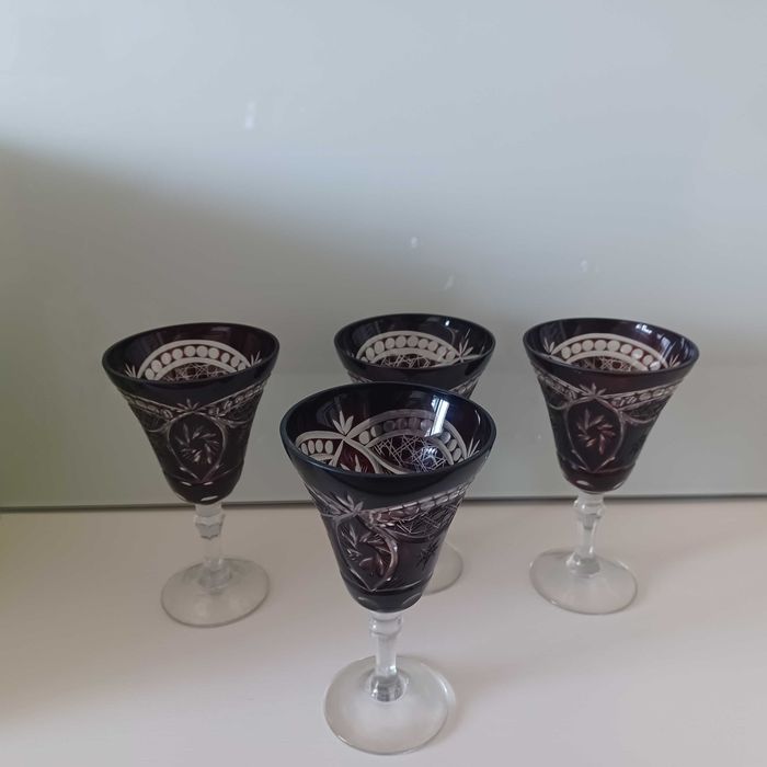 4 pahare cristal rubin, vintage 180 ml