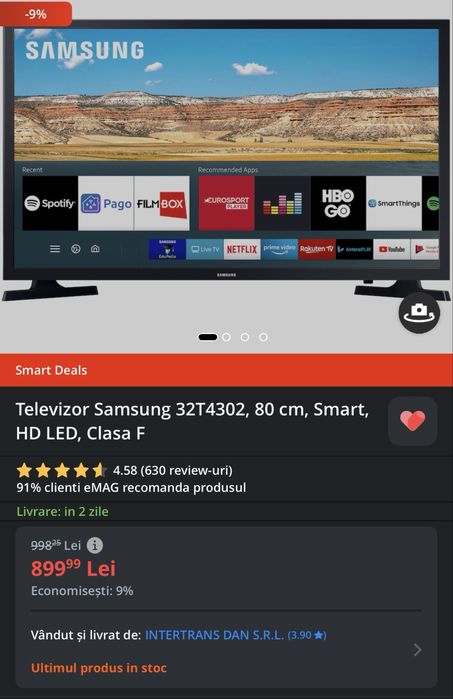 Televizor Samsung, 80 cm, Smart TV