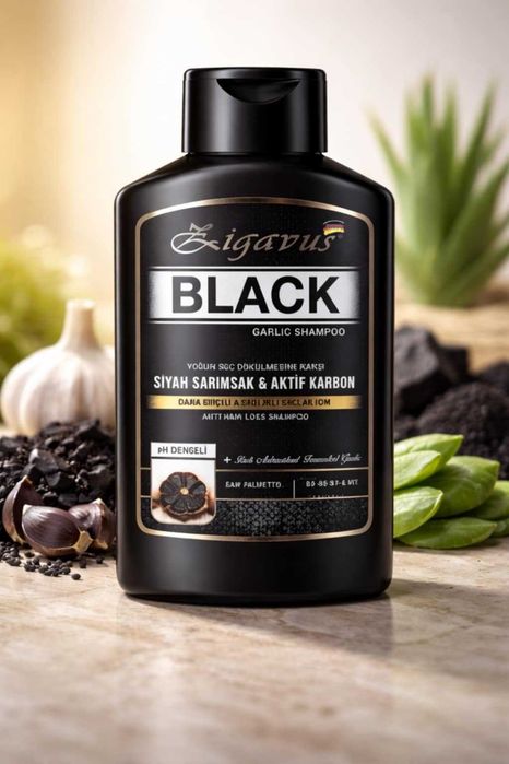Против КОСОПАД Черният шампоан Zigavus (често наричан шампоан с черен чесън )