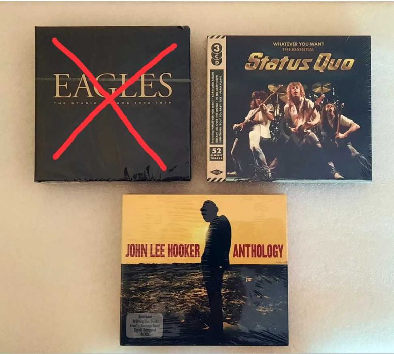CD box Eagles-Status Quo-John Lee Hooker