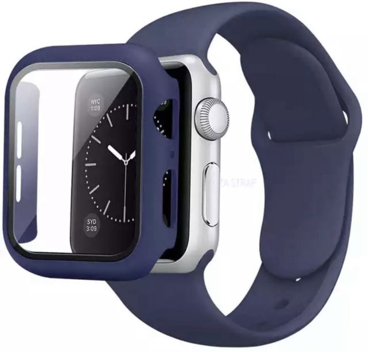 Curea Silicon + Carcasa Husa Folie Plastic Ceas Apple Iphone