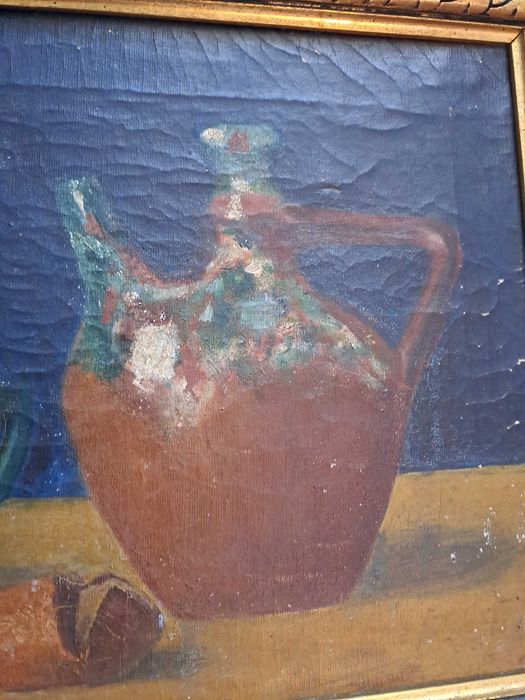 tablou vechi romanesc pictura pe panza 45/30 cm