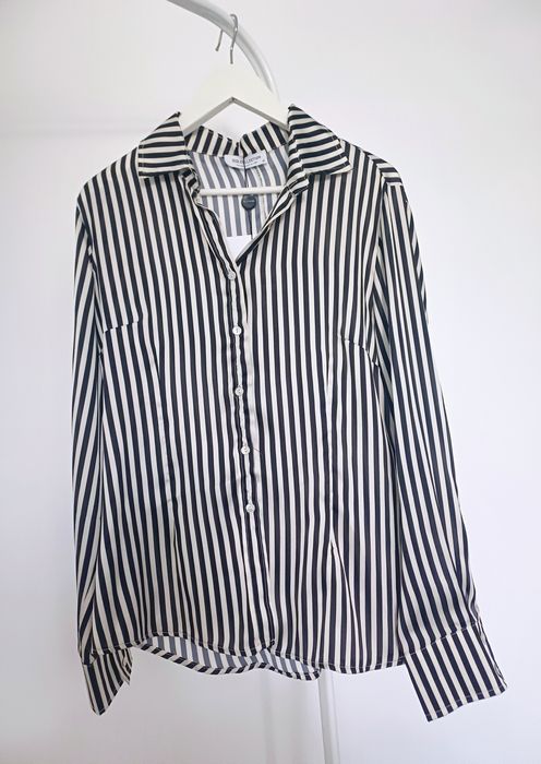 Cămașă satinată BSB negru crem dungi M