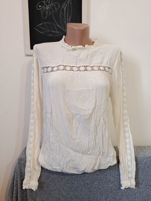 Bluza romantica cămașă crem H&M mărimea S-M 36-38