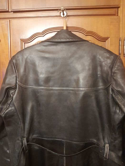 Haina lunga vintage din piele naturala, moto/rock
