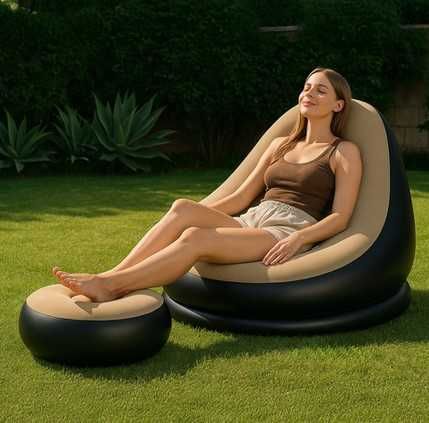 Надуваемо кресло/канапе велур с ПОДАРЪК ПОМПА