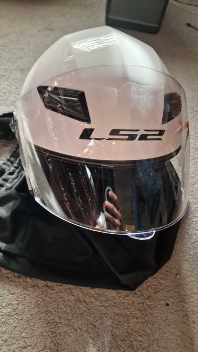 Cască moto Open-Face / Jet LS2 Track - Albă Marime S (cu husă de protecție)
